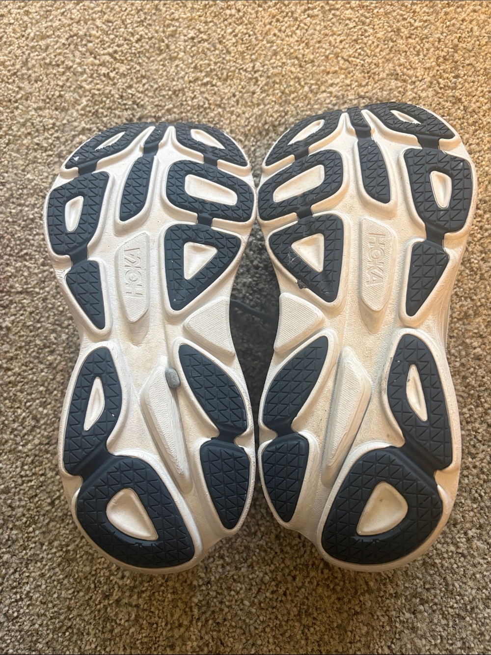 Mens Hoka Bondi 8 White and Gray Cushioned Running Sneakers - Picture 6 of 8